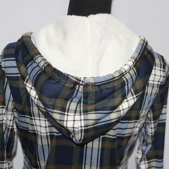 NWT Polly & Esther Juniors’ Plaid Faux Fur-Hoodie - Picture 9 of 14